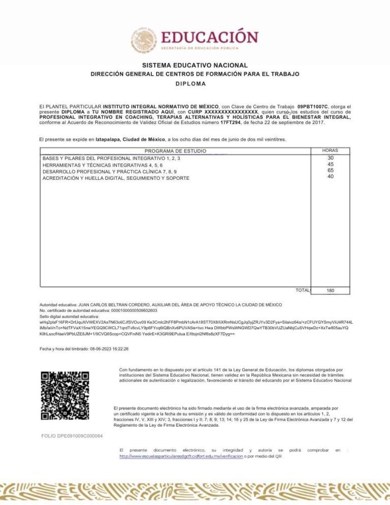Profesional Integrativo en Coaching y Terapias Holísticas.