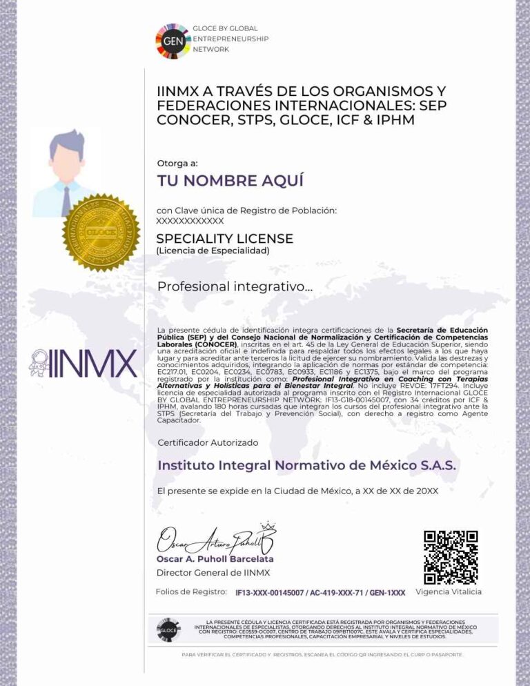 Profesional Integrativo en Coaching y Terapias Holísticas.